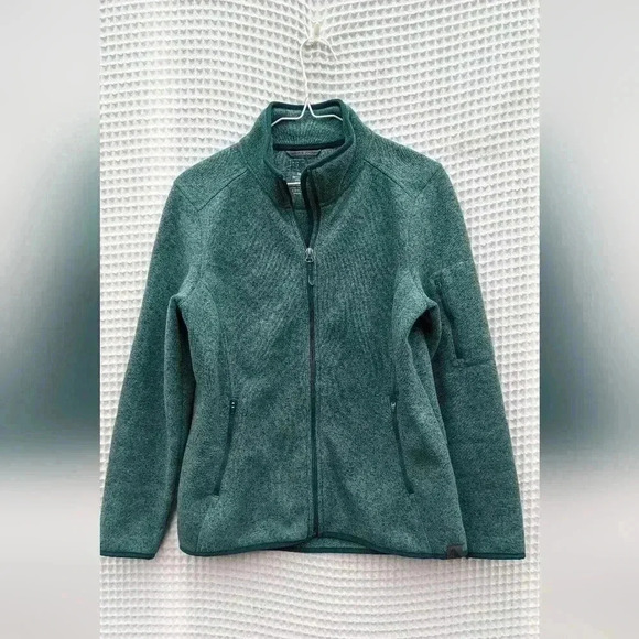 L.L. Bean Women's Heathered Teal Sweater Fleece Full-Zip-Up Size Medium - Picture 1 of 5